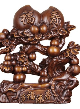 纯实木雕祝寿礼物老人q长辈生日大寿桃摆件送爷爷奶奶贺寿生日礼