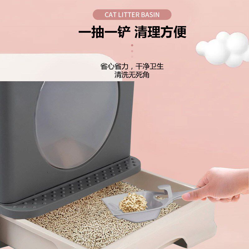 全封闭猫砂盆f顶入式折叠式猫窝大号除臭抽屉式防外溅易清洗猫厕