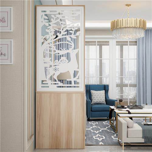 入户0门玄关e2隔断柜屏风镂空客厅酒柜简约现代鞋架储物柜 暖白色