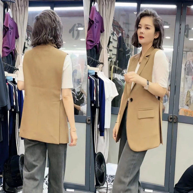 西装背心女小个子2023春秋新款洋派显瘦潮流时尚西装马夹外套洋派