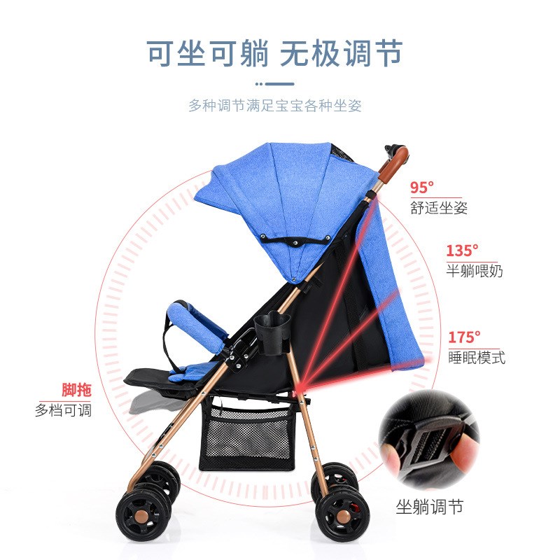 婴儿车推b车可坐可躺可折叠轻便儿童车宝宝外出小推车简易小孩伞