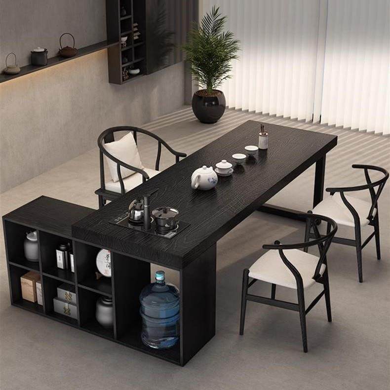 侘寂风茶桌一体家用实木桌柜简约黑色碳化家用客厅茶台茶桌椅组合,商业/办公家具,茶台/茶桌,淘宝优惠券,粉丝福利购,淘宝优惠卷
