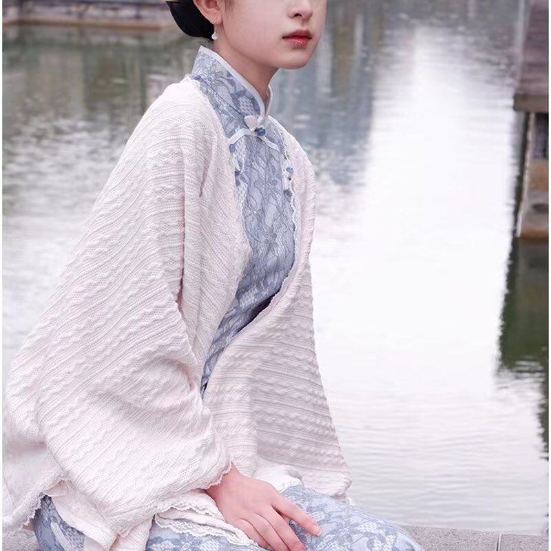 复古文艺春夏百搭针织开衫民国风外套搭配旗袍披肩斗篷2023新款