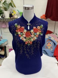 打底衫 中老年打底衫 200斤妈妈绣花针织衫 新时尚 毛衣 女秋冬羊毛衫