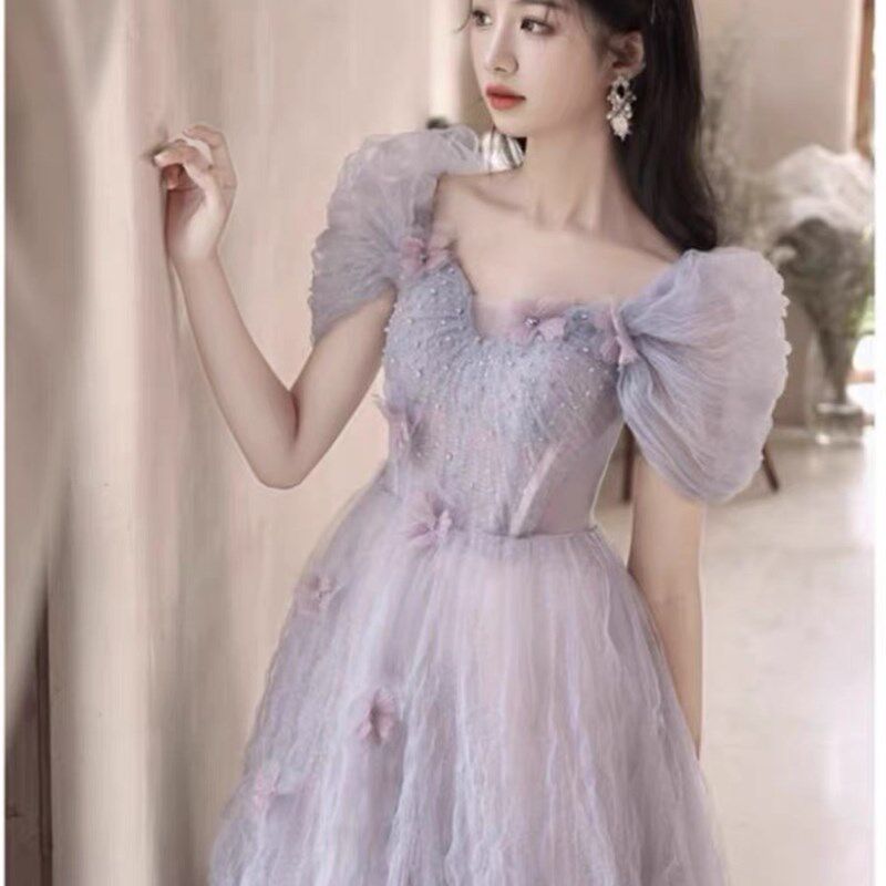 晚礼服女2024新款高级感小众宴会高端大气主持人年会成人礼一字肩