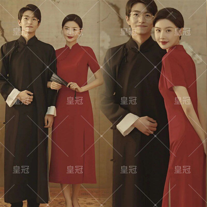 影楼主题摄影民国风复古情侣旗袍艺术照摄影新款时尚礼服写真服装