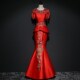 年会走秀演出礼服 鱼尾新娘敬酒服中式 2023新款 结婚晚礼服女长款