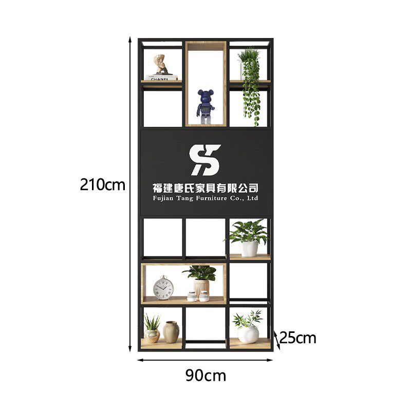 办公室前台隔断柜进门玄关置物x铁艺镂空屏风背景架LOGO公司形象