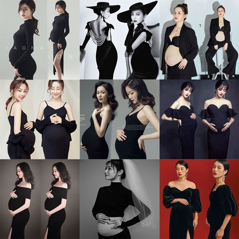 孕妇摄影服装新款黑色影楼孕妇装个性写真拍照服装孕妇主题拍摄服