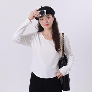 内搭女2023新款 u领打底衫 秋冬收腰显瘦正肩气质上衣 大杨 120斤