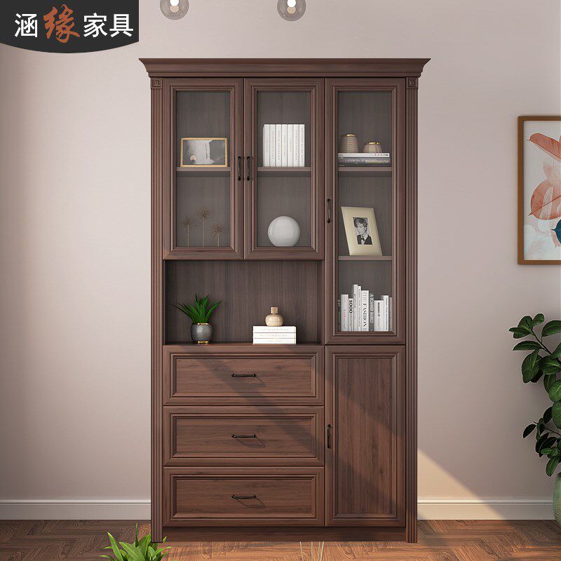现代简约书柜带柜门落地立式书架家用整体大书橱展示柜定制7ZF-20