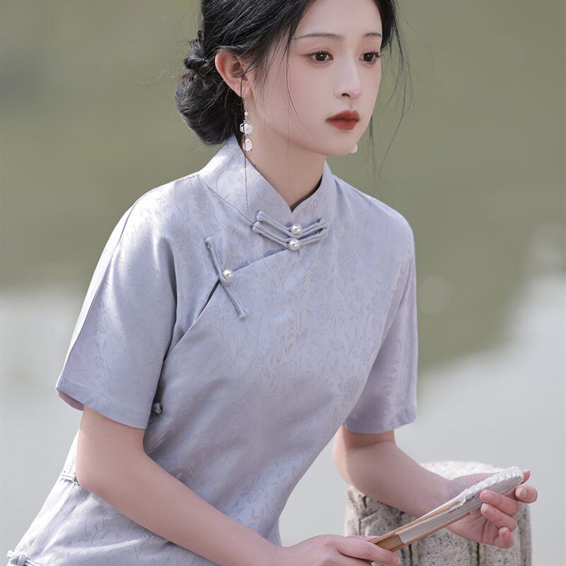 清云锦旗袍一片式无省民国少女年轻气质全开襟古法传统大学生日常