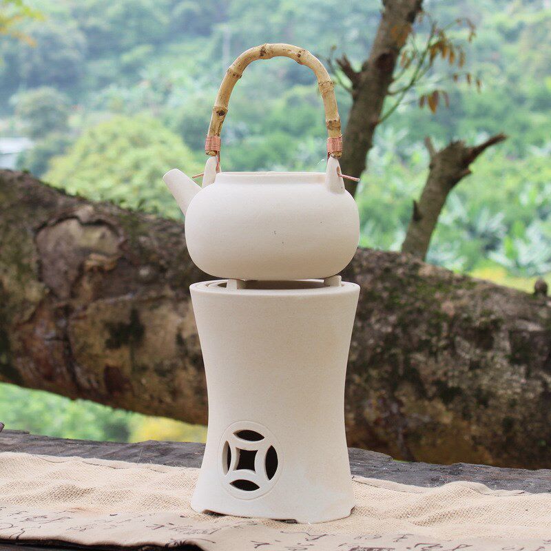白泥功夫茶炭炉风炉木碳炉铸铁凉炉架铁艺日式侧把壶Y煮茶器提梁