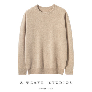 保暖圆领针织衫 男宽松软糯百搭长袖 卫衣 100纯山羊绒衫 24秋冬新款