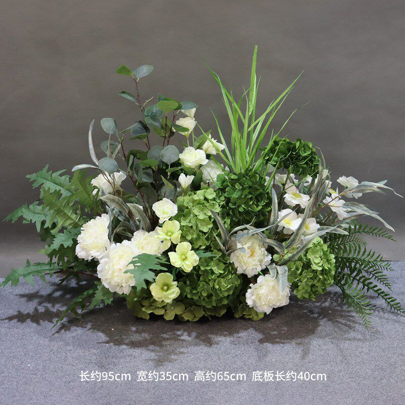 森系花艺婚庆g婚礼装饰地排角花挂花盆花绢花路引花球交车仪式布