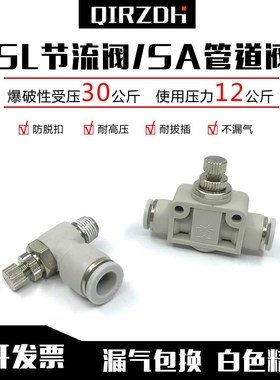 白色SSA管道阀SSL节流阀4 6 8 10 12-M5 01 02 03 04气管快插接头