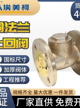 埃美柯止回阀H44W-16T409黄铜法兰横式单向阀高温蒸汽阀DN40DN100