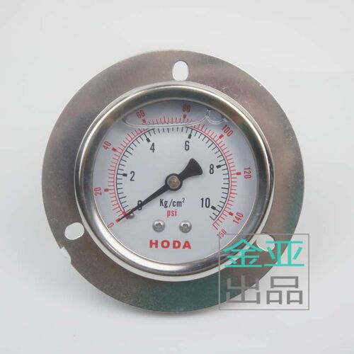 面板油压液压表YN60ZT耐震表10/150/15KG轴向带边压力表英制1/4牙