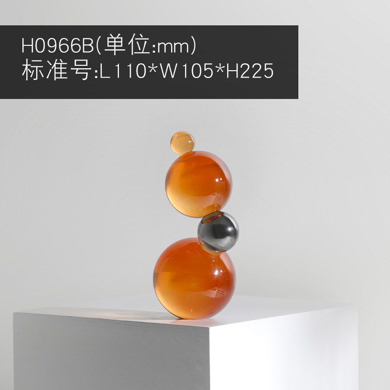 欧式简约现d代电镀橘色黑色透明气泡水晶 样板间书房装饰球摆件