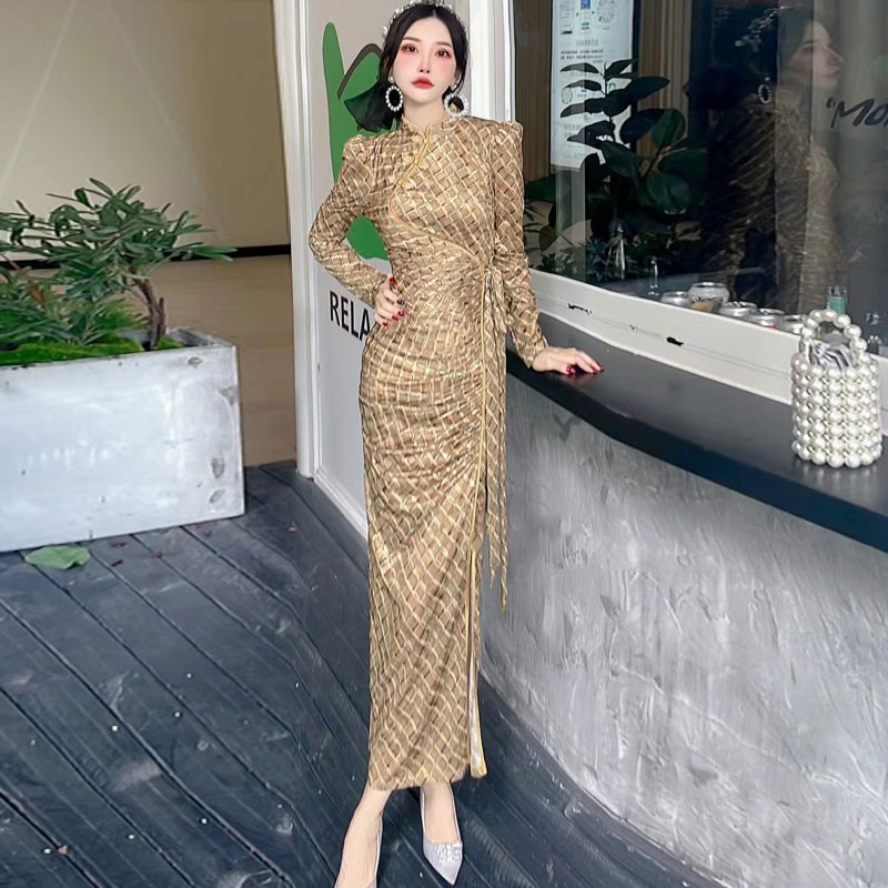 改良旗袍超显身材女士时尚连衣裙爆款2023新款洋气显瘦修身包臀裙