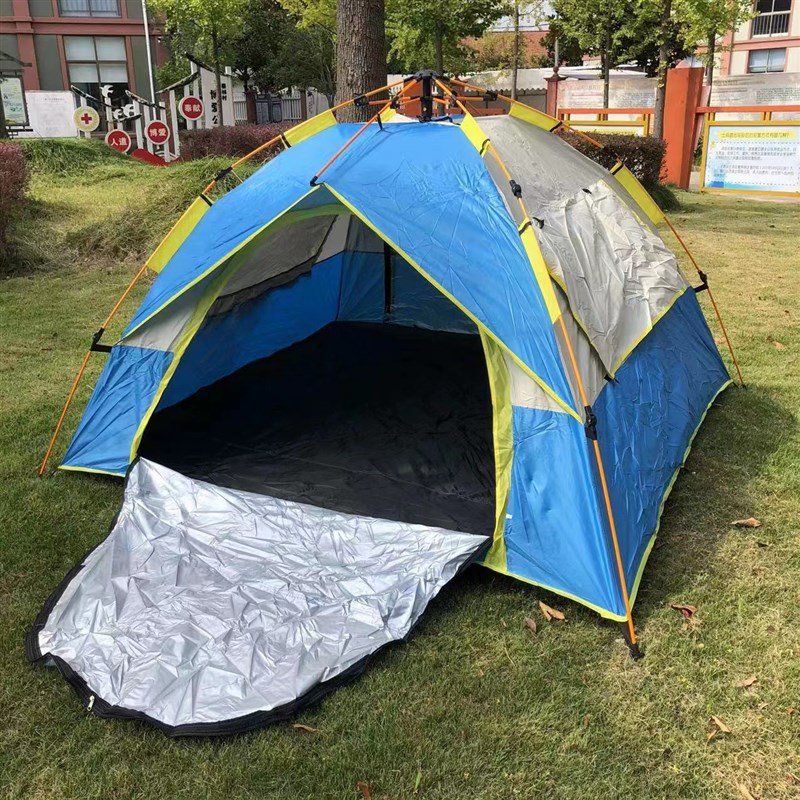 现货户外帐篷全自动便携式野营沙滩露营假双层折叠速W开免搭建帐