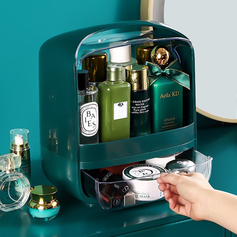 化妆品收纳盒宿舍桌面防尘家用整理箱轻奢梳妆台护肤品面膜置物架