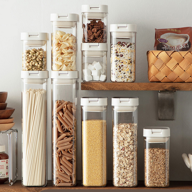 小罐子密封罐pet塑料瓶带盖食品级杂粮食豆类收纳盒长方形储物罐