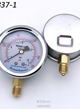 充液耐震不锈钢压力表0~16bar指针式水压油压液压表6bar径向G1/4