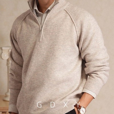 保暖质感半拉链立领针织衫毛衣