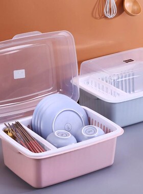 房车用品装备 厨房碗带盖碗筷餐具收纳盒放碗碟架滴水碗盘置物