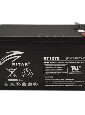 RITAR瑞达RT1270H备用蓄电池12V7AH通力迅达电梯平层应急照明电源