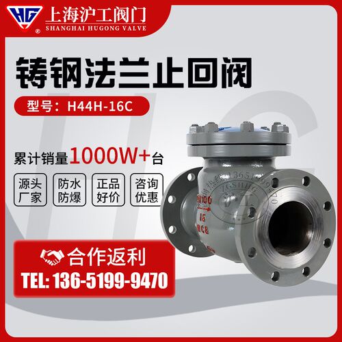 上海沪工良工H44H-16C高温蒸汽铸钢法兰止回阀单向逆止阀DN40 50