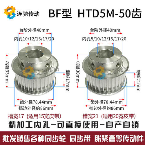 同步轮 同步带皮带轮 5M50齿 50T15/17/19/20/22/24/25 BF精加工