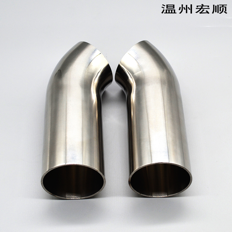 包邮304不锈钢焊接45度弯头抛光135度加长直边10公分汽配排气烟囱