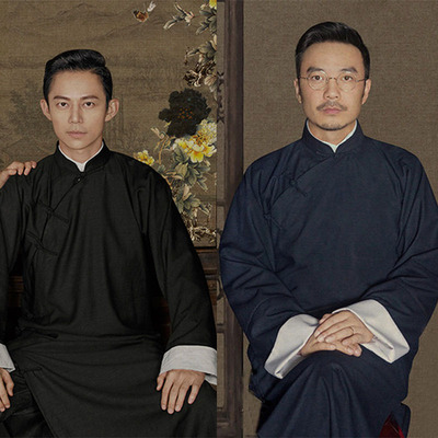 长衫男民国男装大褂长袍马褂中式相声服棉麻唐装中国风婚礼伴郎服