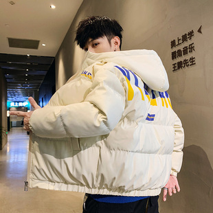 羽绒服男短款面包服2023新款连帽衣服帅气加厚棉衣男士冬季外套
