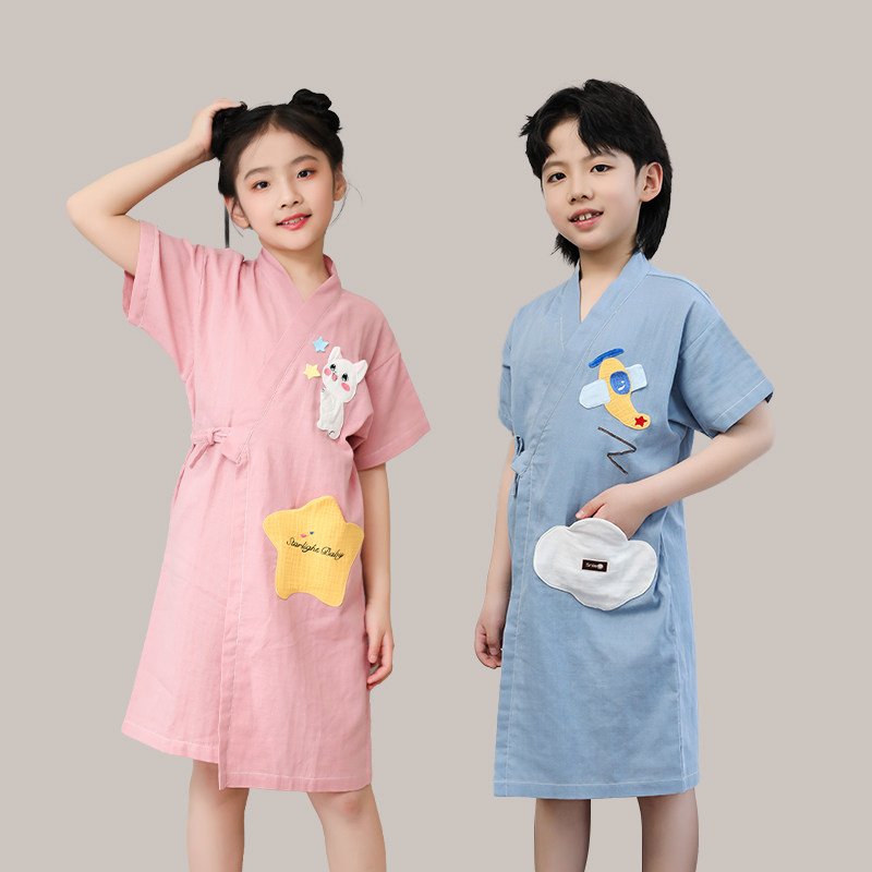 纱布浴巾儿童专用大童男女孩家用纯棉吸水2024新款全棉浴袍可穿裹