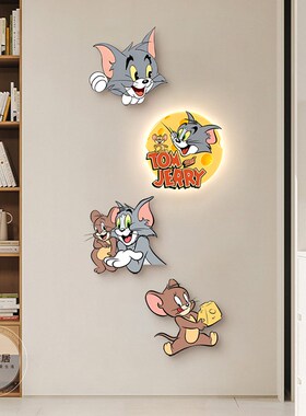 猫和老鼠入户玄关装饰r画时钟壁灯钟表餐厅挂画客厅走廊挂钟壁画