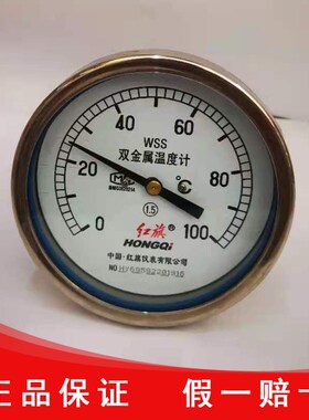 红旗仪表厂家直销轴向WSS-401BF 不锈钢双金属温度计室外空调管道