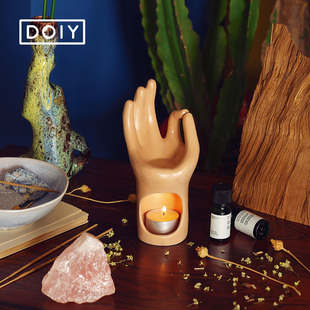西班牙进口Doiy陶瓷陶艺精油香薰炉 创意瑜伽冥想手印香薰灯蜡烛