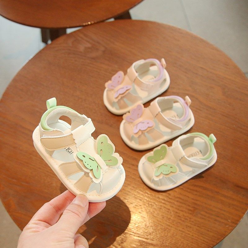 2025新款夏季一岁女宝宝鞋子软底6-12个月O婴幼儿叫叫凉鞋包头婴
