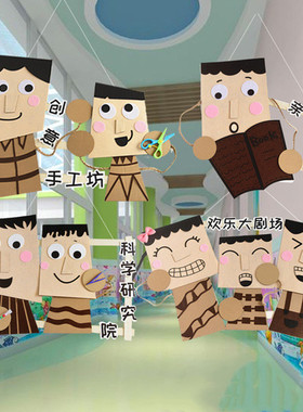 幼师口袋卡通创意立体区角牌幼儿园环创挂饰材料教室班级装饰吊饰