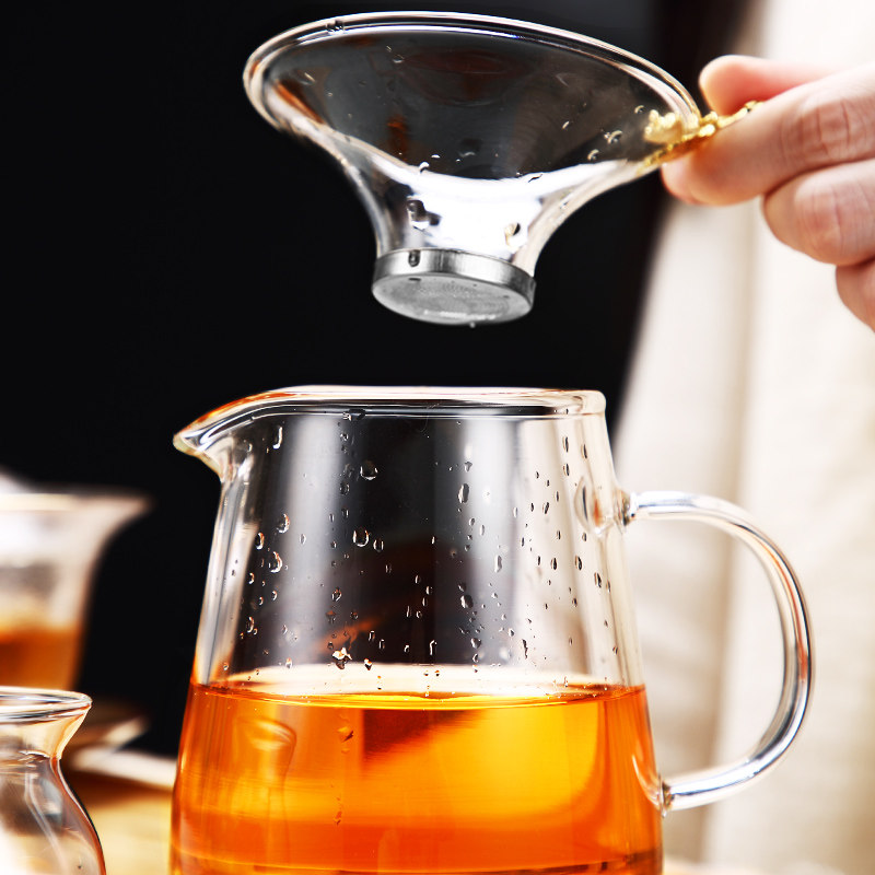 玻璃公道杯茶漏一体套装t过滤分茶器倒茶杯功夫茶具配件茶斗茶滤