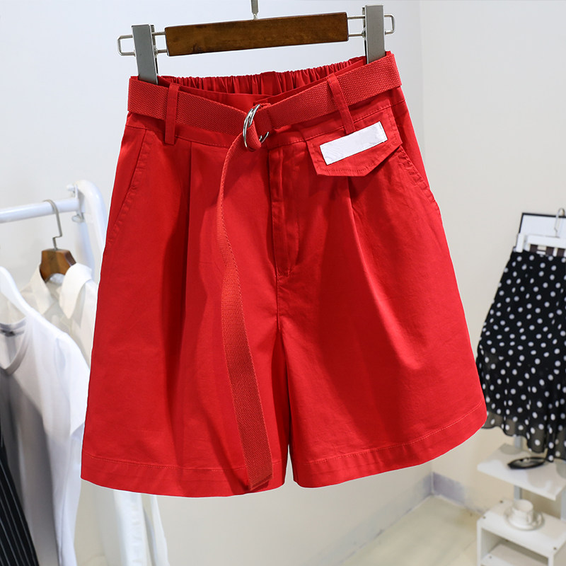 松紧腰弹力显瘦牛仔阔脚短裤女夏季新款宽松百搭薄款休闲五分热裤