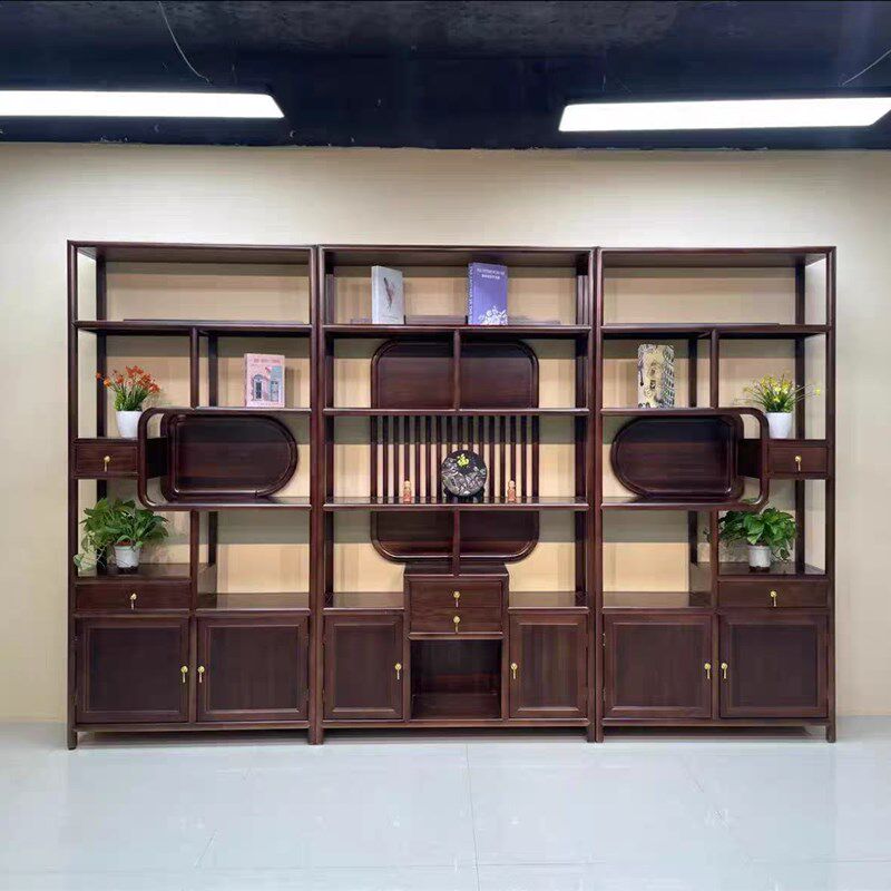 新中式金c花梨木博古架实木置物架客厅隔断茶室茶叶展示柜多宝阁