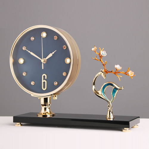 高端座钟现代轻奢客厅台式摆件时钟家用台钟时尚创意静音石英钟表