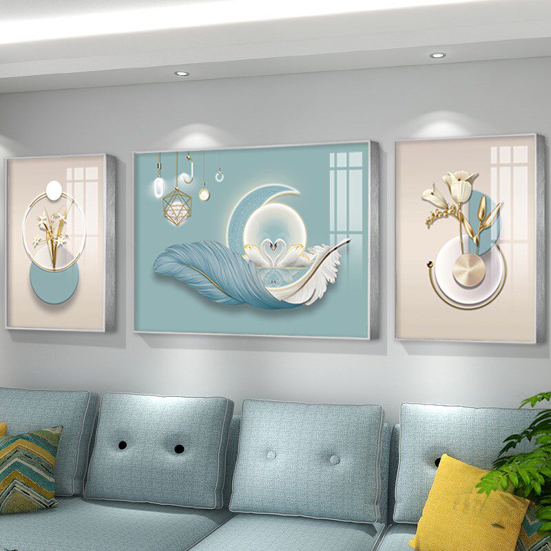 现代简约沙发背景墙装饰画客厅高级感轻奢抽象挂画北欧奶油风壁画