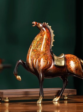 大漆工艺全铜马摆件 马到成功z玄关客厅书房办公室装饰品乔迁礼品