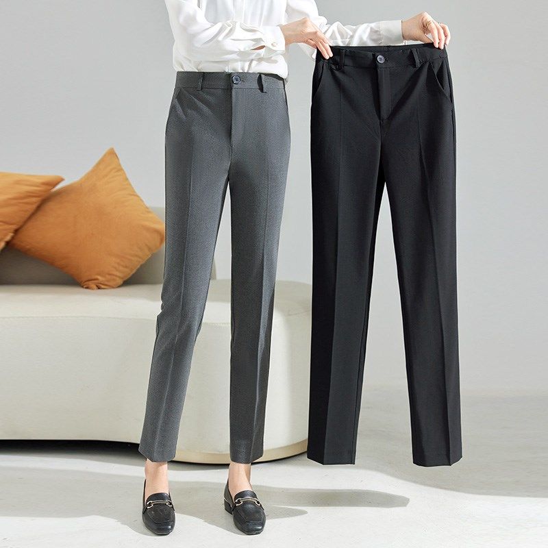 垂感简约职业西装裤女夏季薄款高腰显瘦工作正装直筒休闲九分长裤