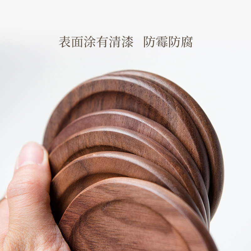 黑胡桃木质实木杯垫隔热垫原木茶道茶H杯垫日式防滑水杯咖啡垫防